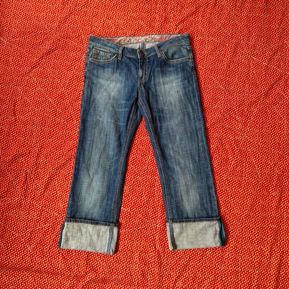 Mavi Miriam Cuffed capri Jeans Blue Wash Low Rise Size 29 Denim Pants